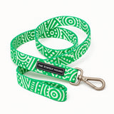 Geometric Print Dog Lead in Green & White The Stately Hound