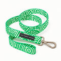 Geometric Print Dog Lead in Green & White