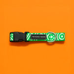 Geometric Print Dog Collar & Lead Set in Green & White The Stately Hound