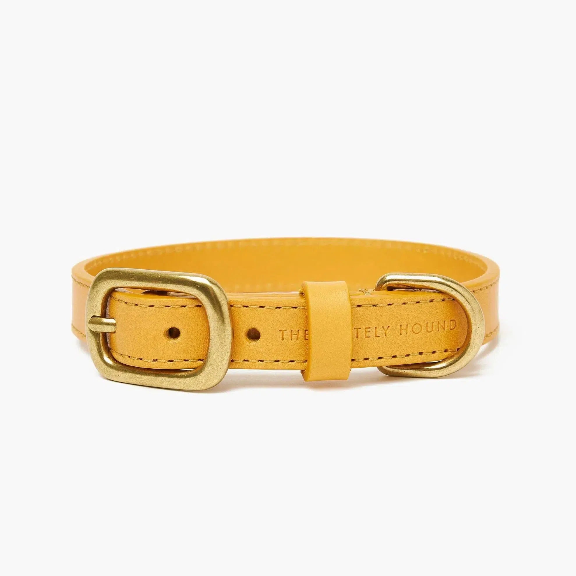 Amber Yellow Leather Dog Collar – Stylish & Soft The Stately Hound