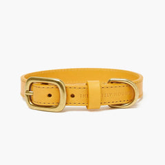 Amber Yellow Leather Dog Collar – Stylish & Soft The Stately Hound