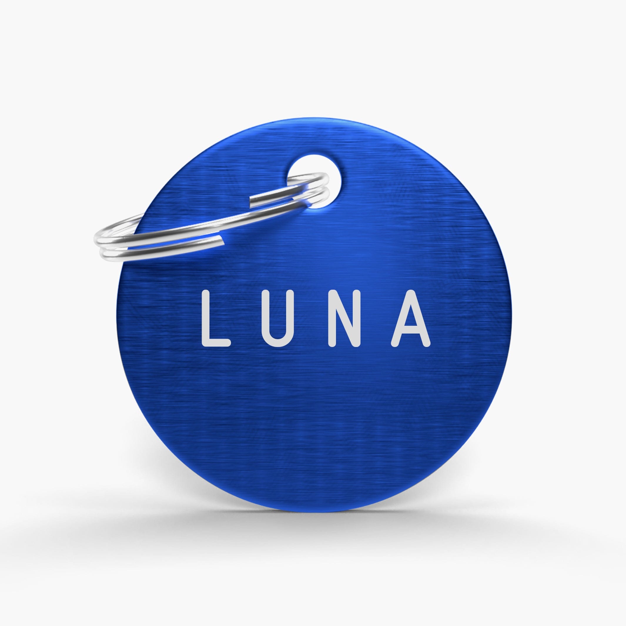 Blue Engraved Dog Name Tag - Stylish & Durable Aluminium ID for Pets