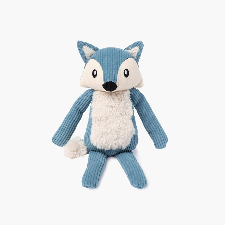 FuzzYard Life French Blue Fox Dog Toy - Soft Corduroy Plush with Squeaker