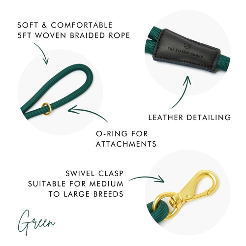 Bottle Green Rope Dog Lead – Stylish, Strong & Secure