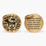 Personalized Gold-Tone Brass Dog ID Tag with Scandi Fox Design and Engraved Contact Details The Stately Hound