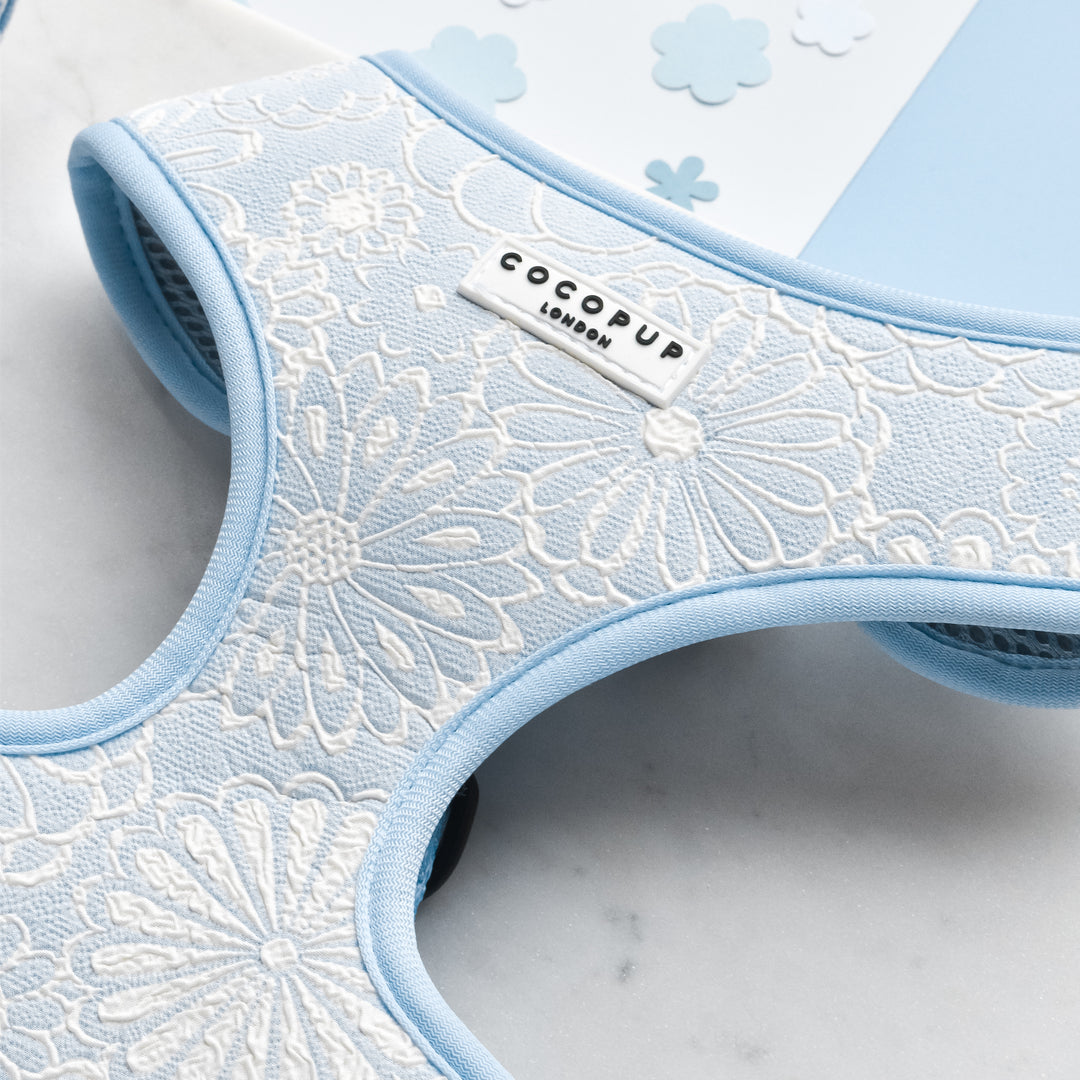 Cocopup Luxe Adjustable Dog Harness – Baby Blue Floral Design
