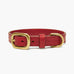 Crimson Red Leather Dog Collar & Lead Set with Gold Hardware The Stately Hound