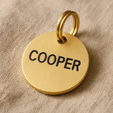 Custom Dog Tag in Gold Brass with Pet Name & Contact Info The Stately Hound