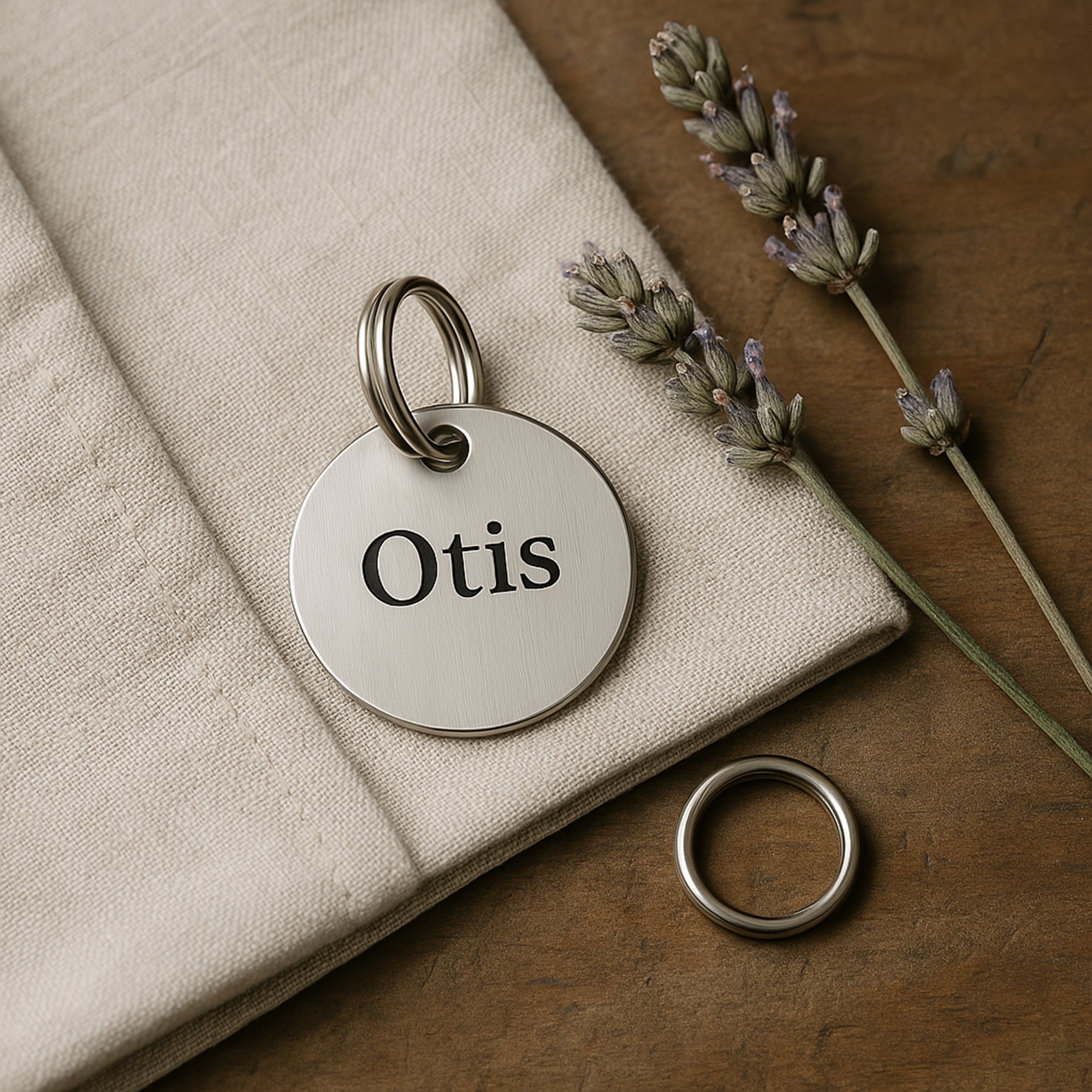 Custom Engraved Stainless Steel Dog Name Tag with ID The Stately Hound