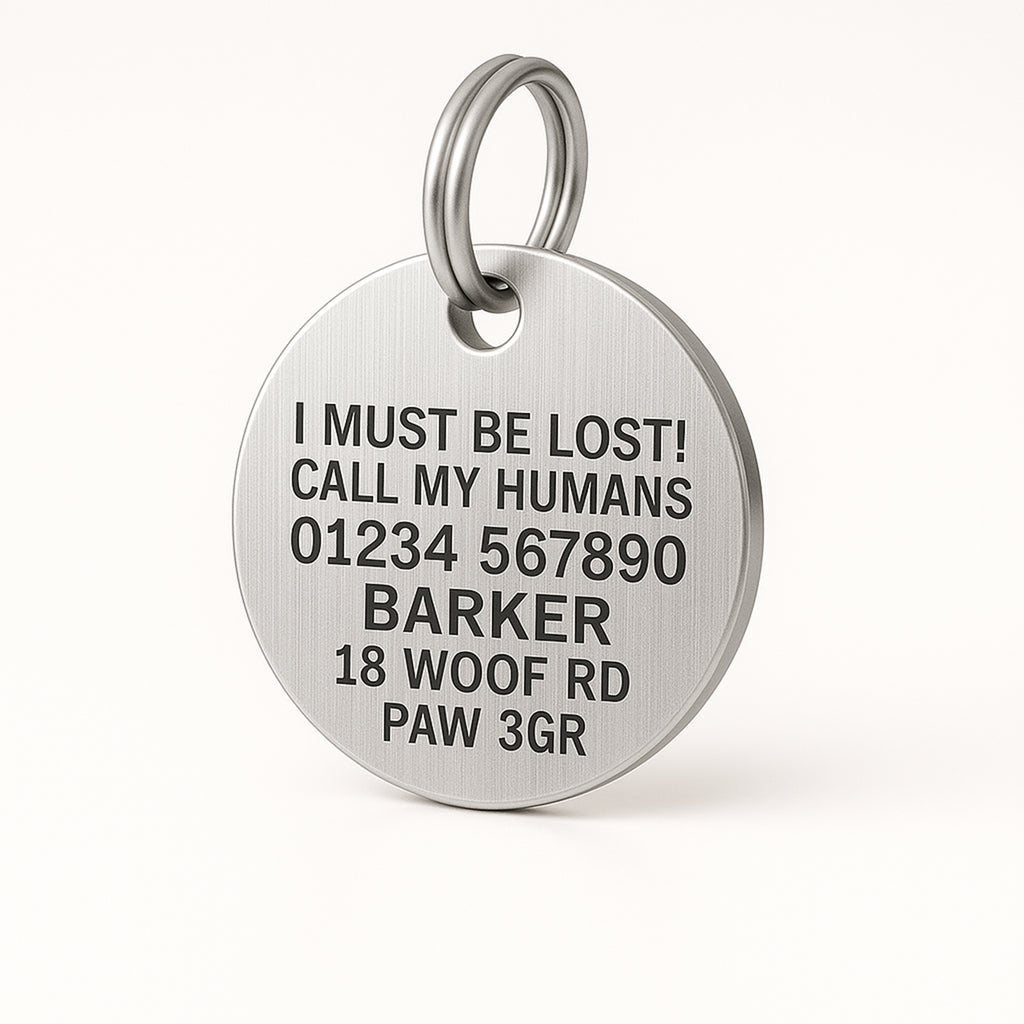 Custom Stainless Steel Dog Name Tag with Breed Silhouette