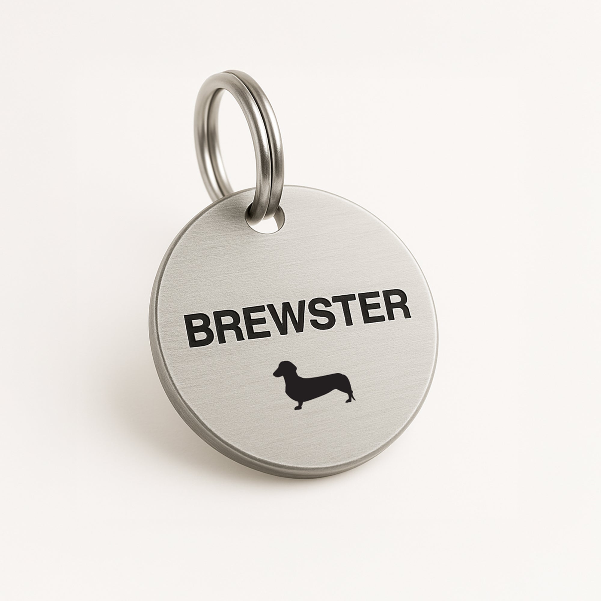 Custom Stainless Steel Dog Name Tag with Breed Silhouette