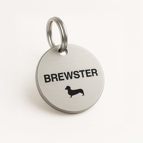Custom Stainless Steel Dog Name Tag with Breed Silhouette