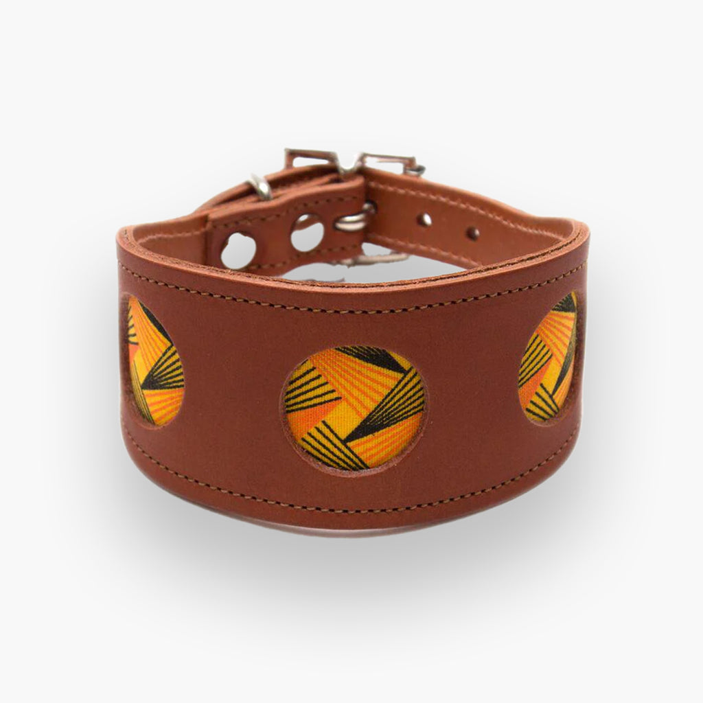 Fireworks Leather Whippet & Greyhound Fishtail Collar