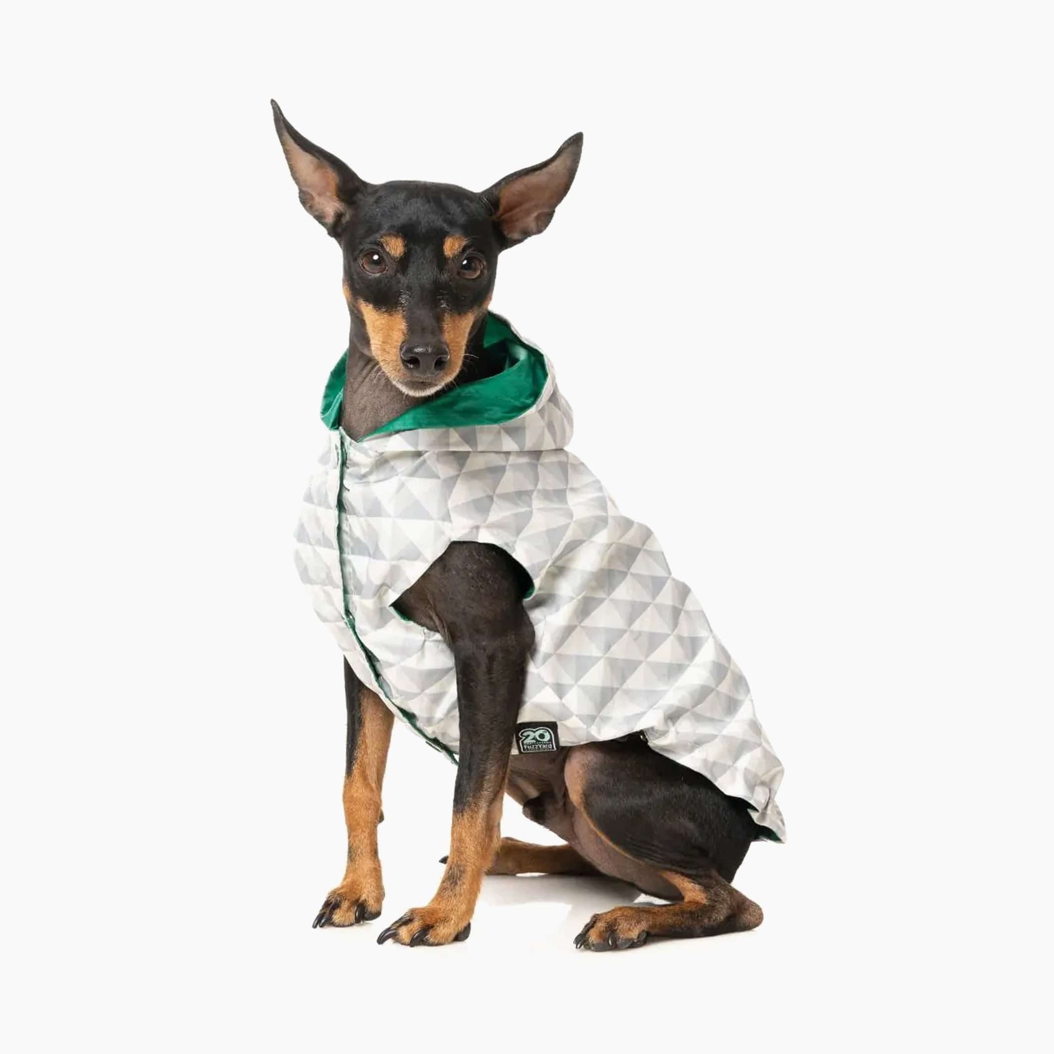 Flipside Rainproof Reversible Dog Coat in Green / Beige The Stately Hound