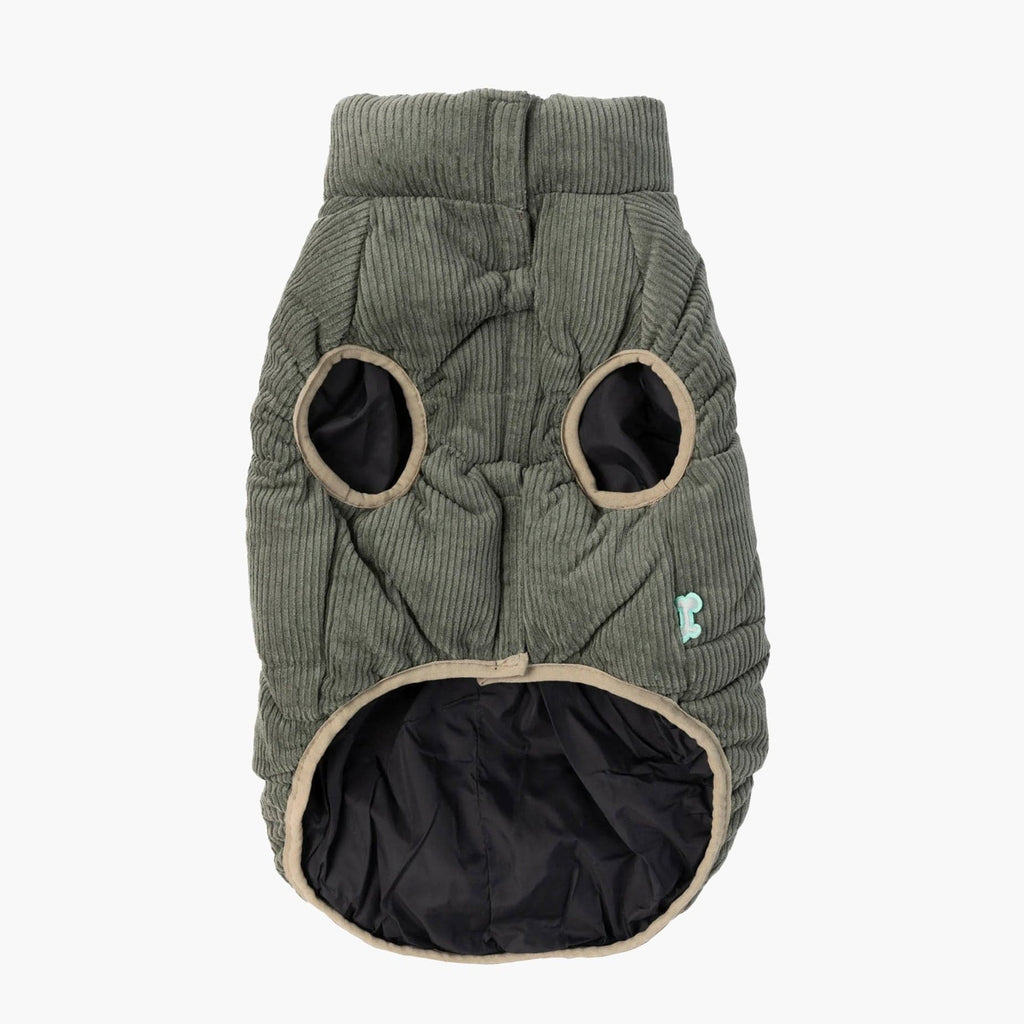 FuzzYard Khaki Green Mosman Corduroy Dog Puffer Jacket