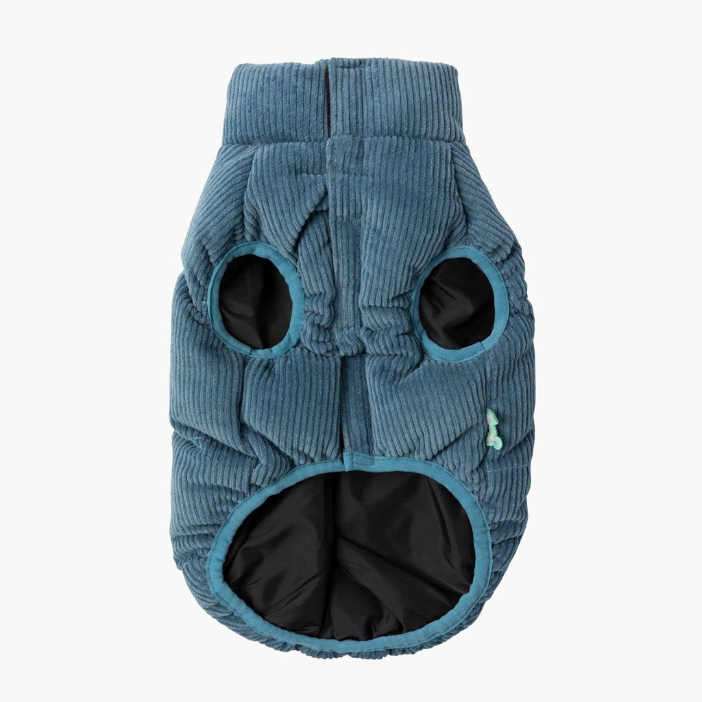 FuzzYard Washed Blue Mosman Corduroy Dog Puffer Jacket | Warmth Meets Style