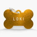 Gold Engraved Dog Name Tag - Aluminium Bone Shaped ID for Pets