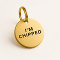 Gold-Tone Brass Dog Collar Tag with Engraved "I'm Chipped" and Custom Contact Details