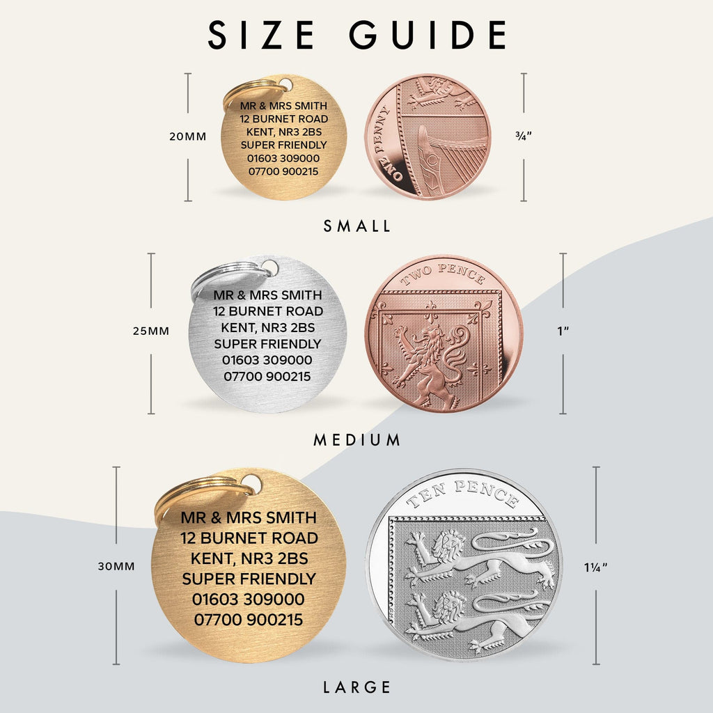 Gold-Tone Brass Personalised Pet Tag with Custom Engraved Contact Info