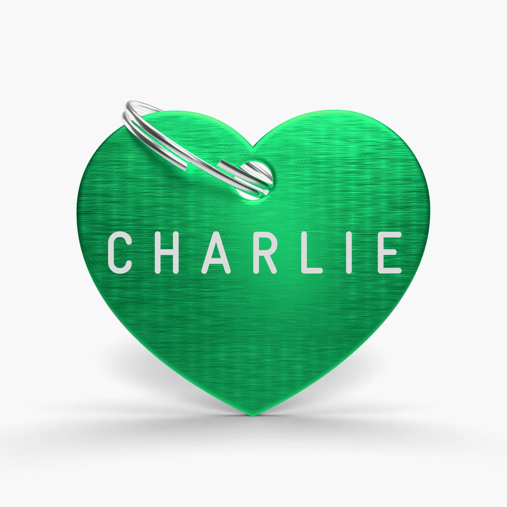 Green Aluminium Pet Tag - Heart Shaped ID for Pets