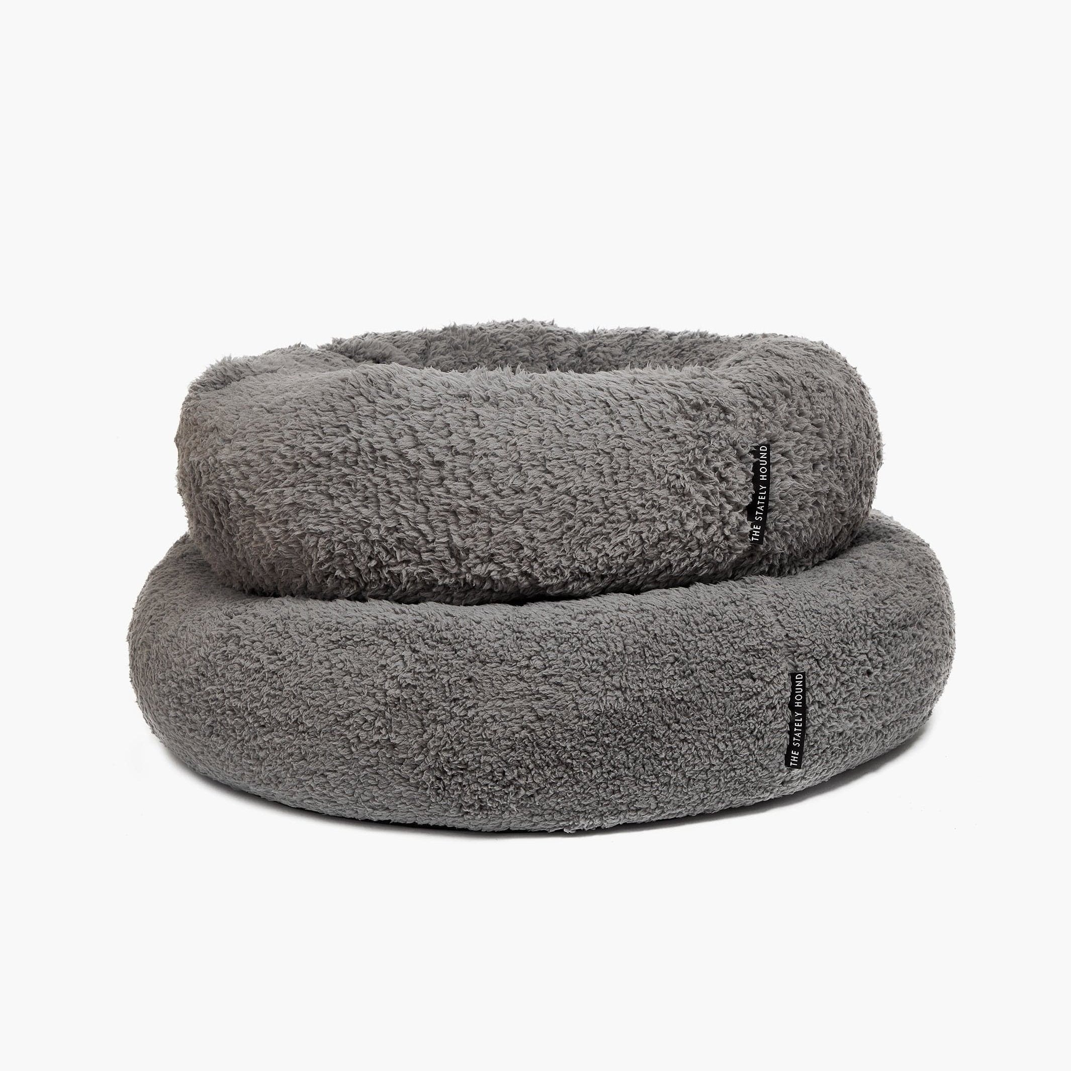 Grey Round Donut Calming Dog Bed | Secure Comfort for Peaceful Sleep The Stately Hound