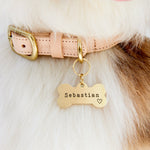 Handcrafted Solid Brass Bone Dog Name Tag - Stylish, Durable, and Personalised The Stately Hound