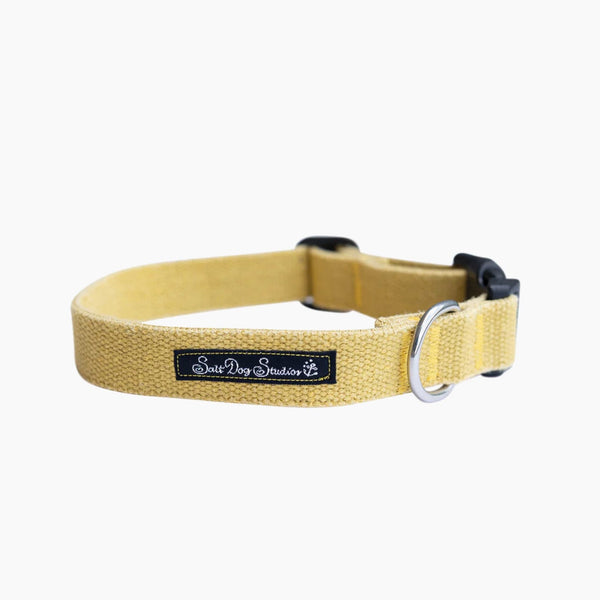 Handmade 100% Organic Hemp Dog Collar in Sunflower Yellow