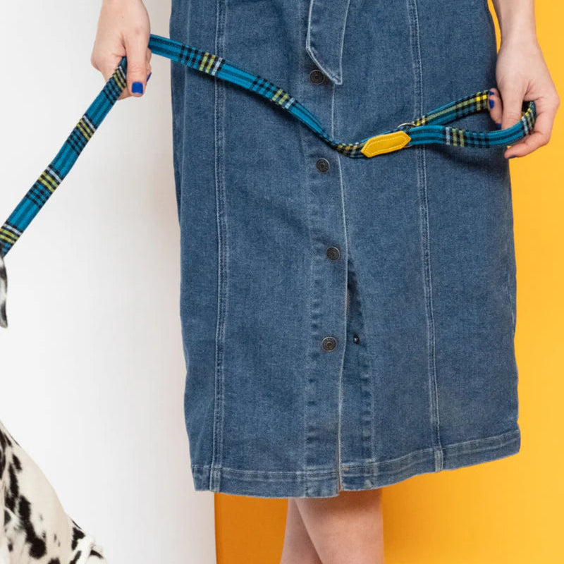 Hiro + Wolf Shuka Blue Dog Lead, Handmade Classic Leash 100 cm