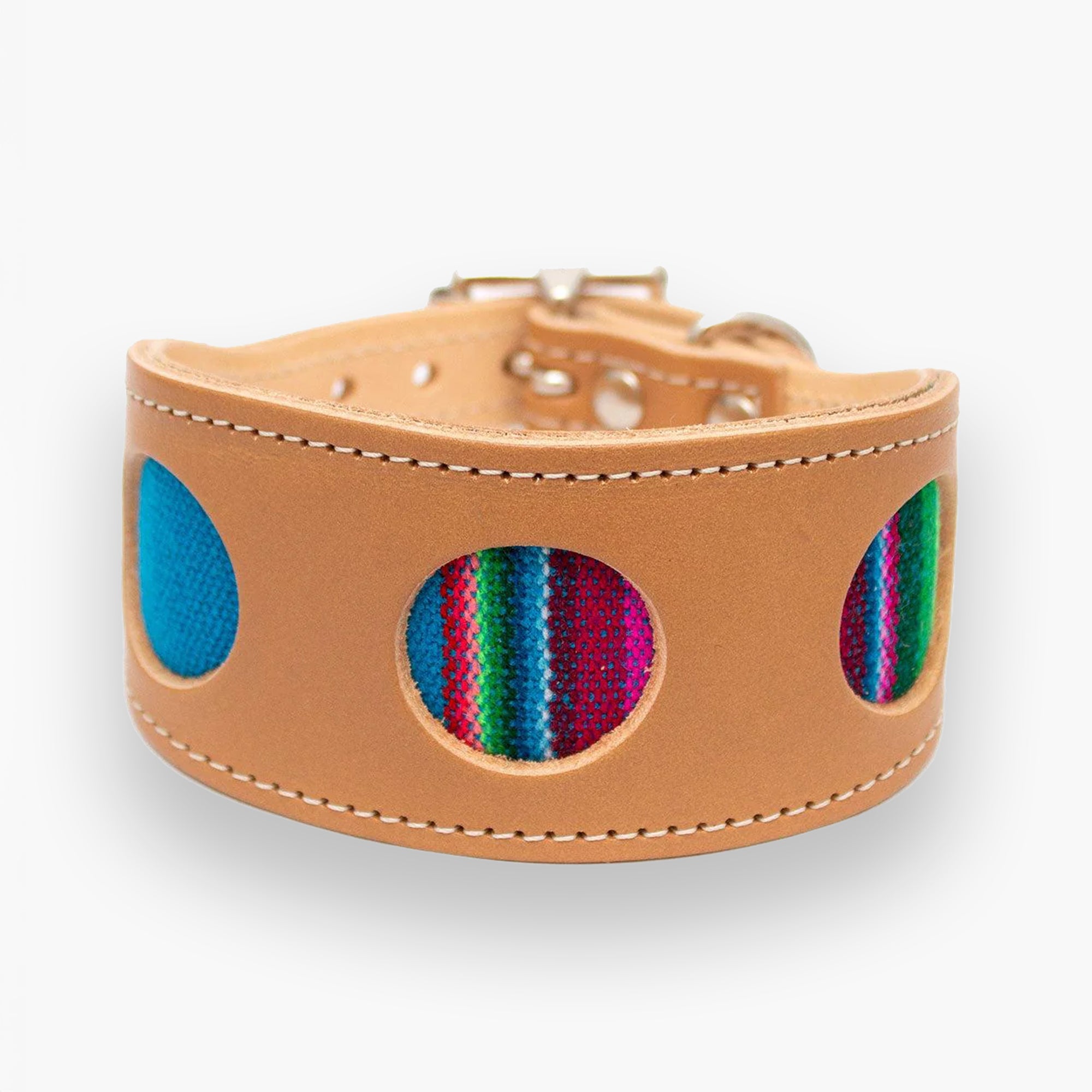 Inca Blue Leather Whippet & Greyhound Fishtail Collar