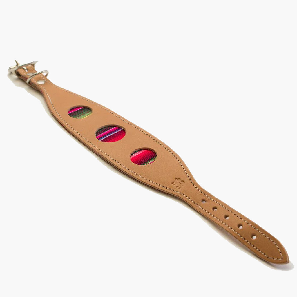 Inca Pink Leather Whippet & Greyhound Fishtail Collar