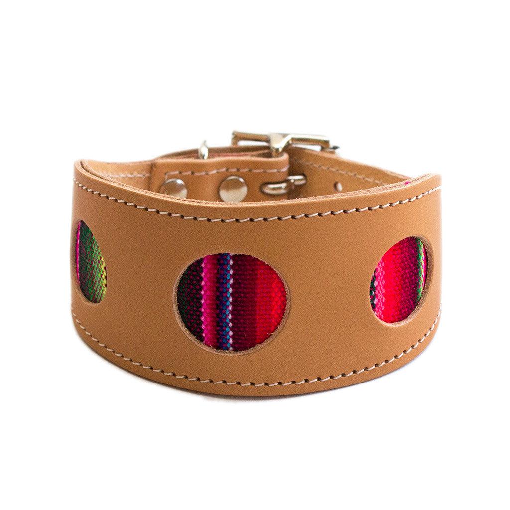 Inca Pink Leather Whippet & Greyhound Fishtail Collar