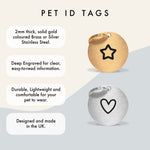 No-Name Gold Brass Dog Tag with Icon Engraving & Custom Contact Info The Stately Hound