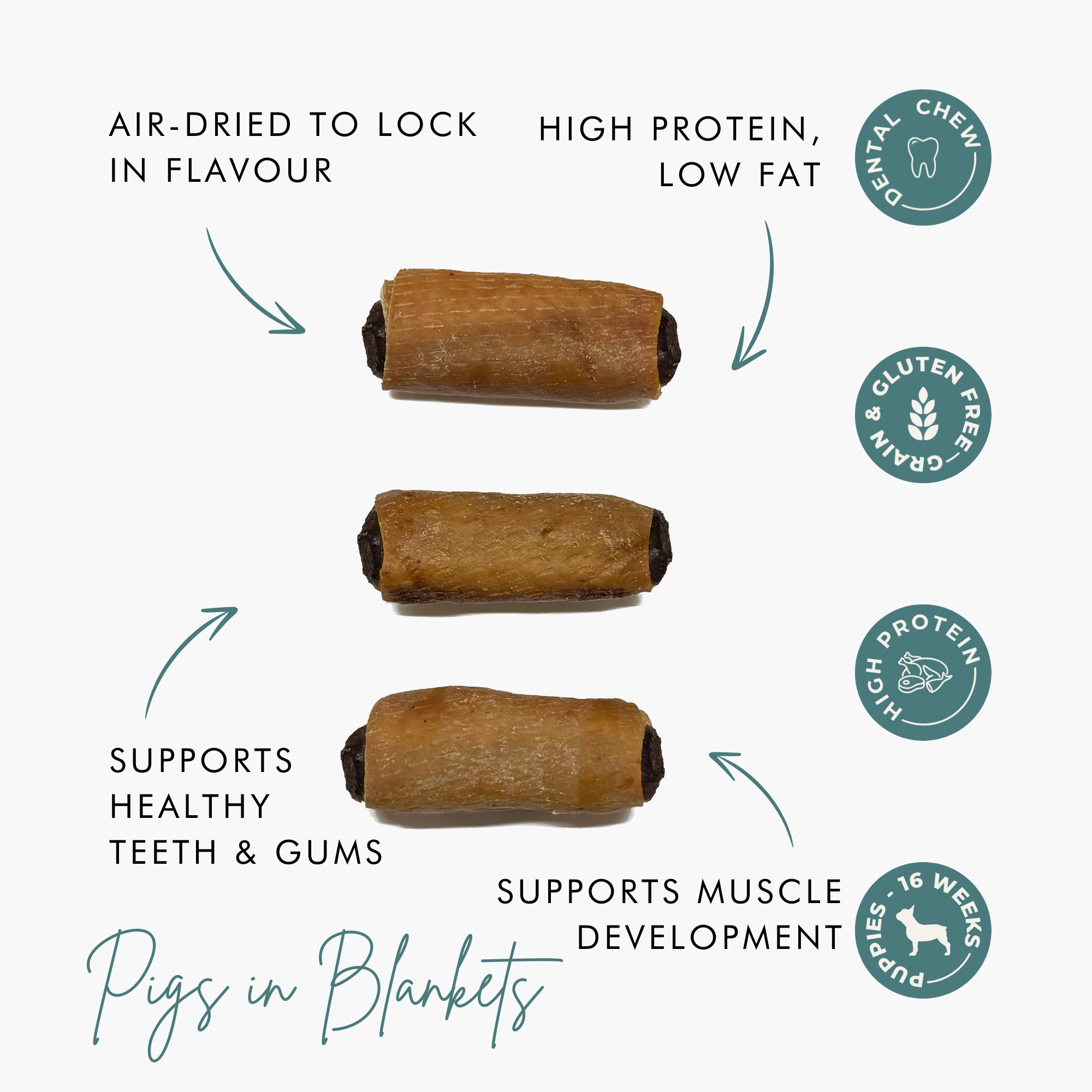 Long-Lasting Dog Treats – Gourmet Chicken Sausages Wrapped in Pork Rind The Stately Hound