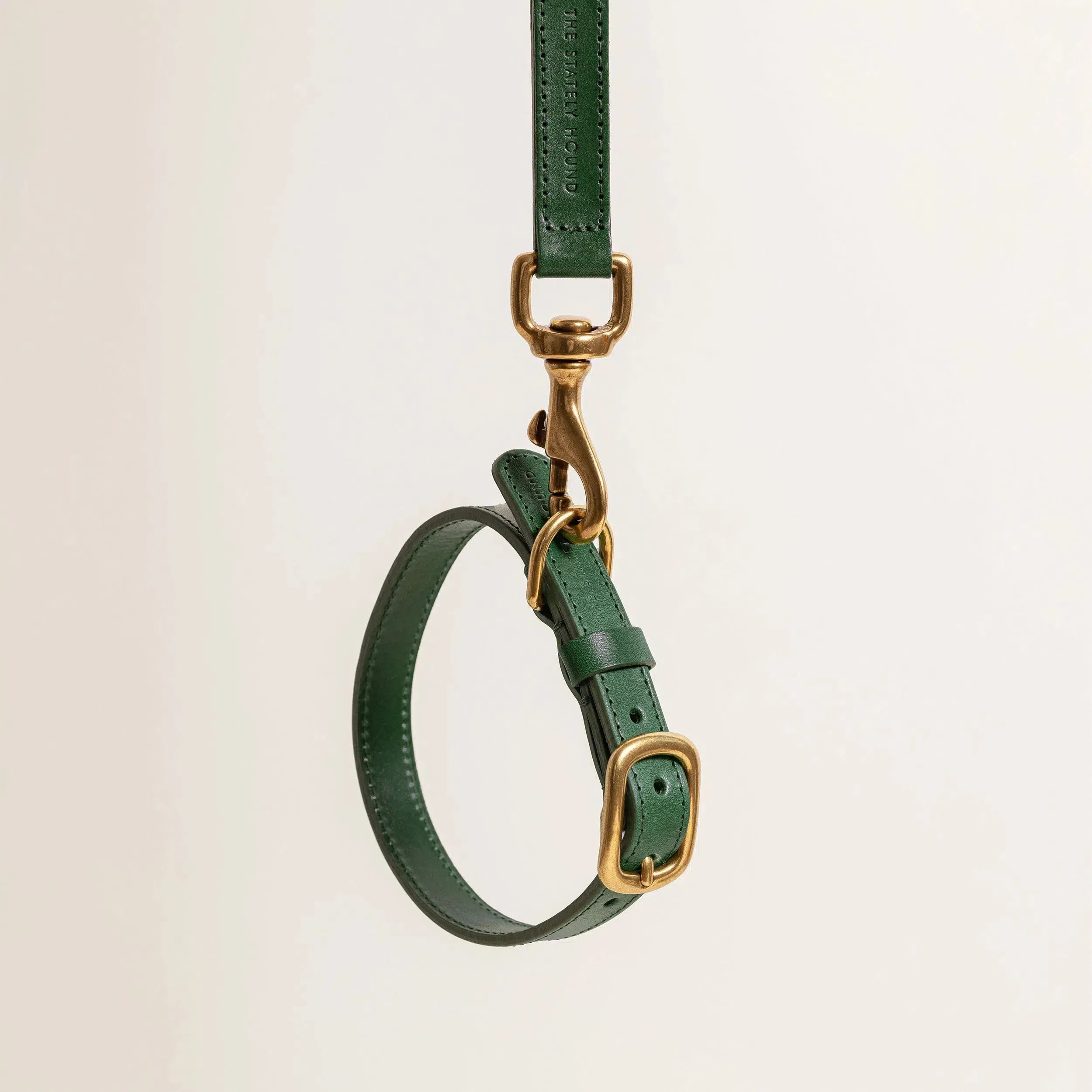 Luxury Emerald Green Leather Dog Collar – Soft & Durable The Stately Hound