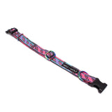 Mud Cloth adjustable dog collar laid flat showing size slider and stitching