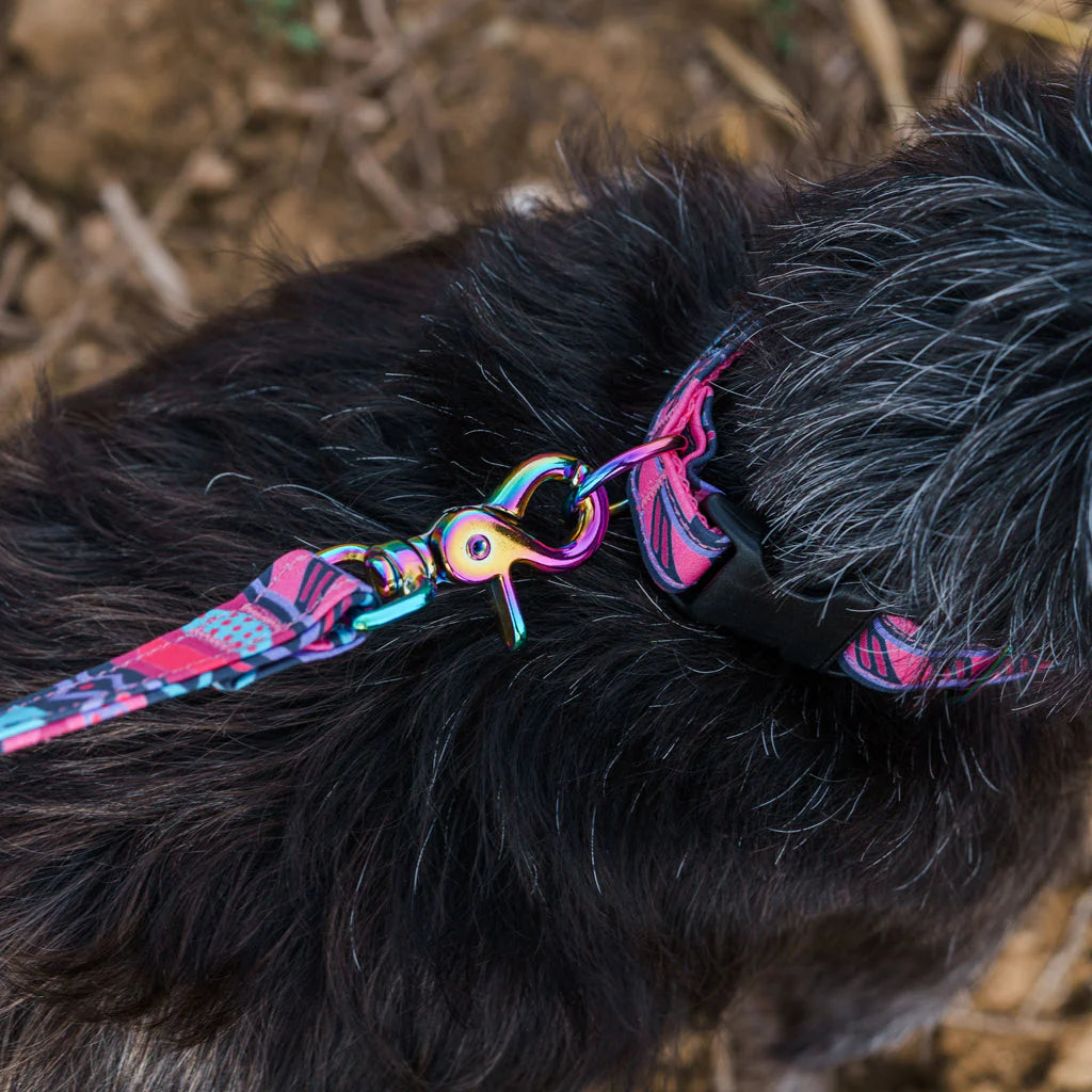 Hiro + Wolf Mud Cloth Leather Free Dog Lead, Handmade 100 cm