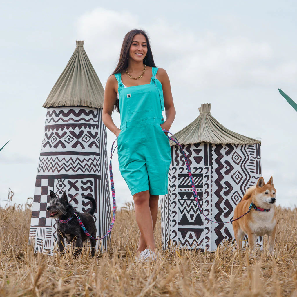 Hiro + Wolf Mud Cloth Leather Free Dog Lead, Handmade 100 cm