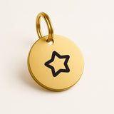 No-Name Gold Brass Dog Tag with Icon Engraving & Custom Contact Info The Stately Hound