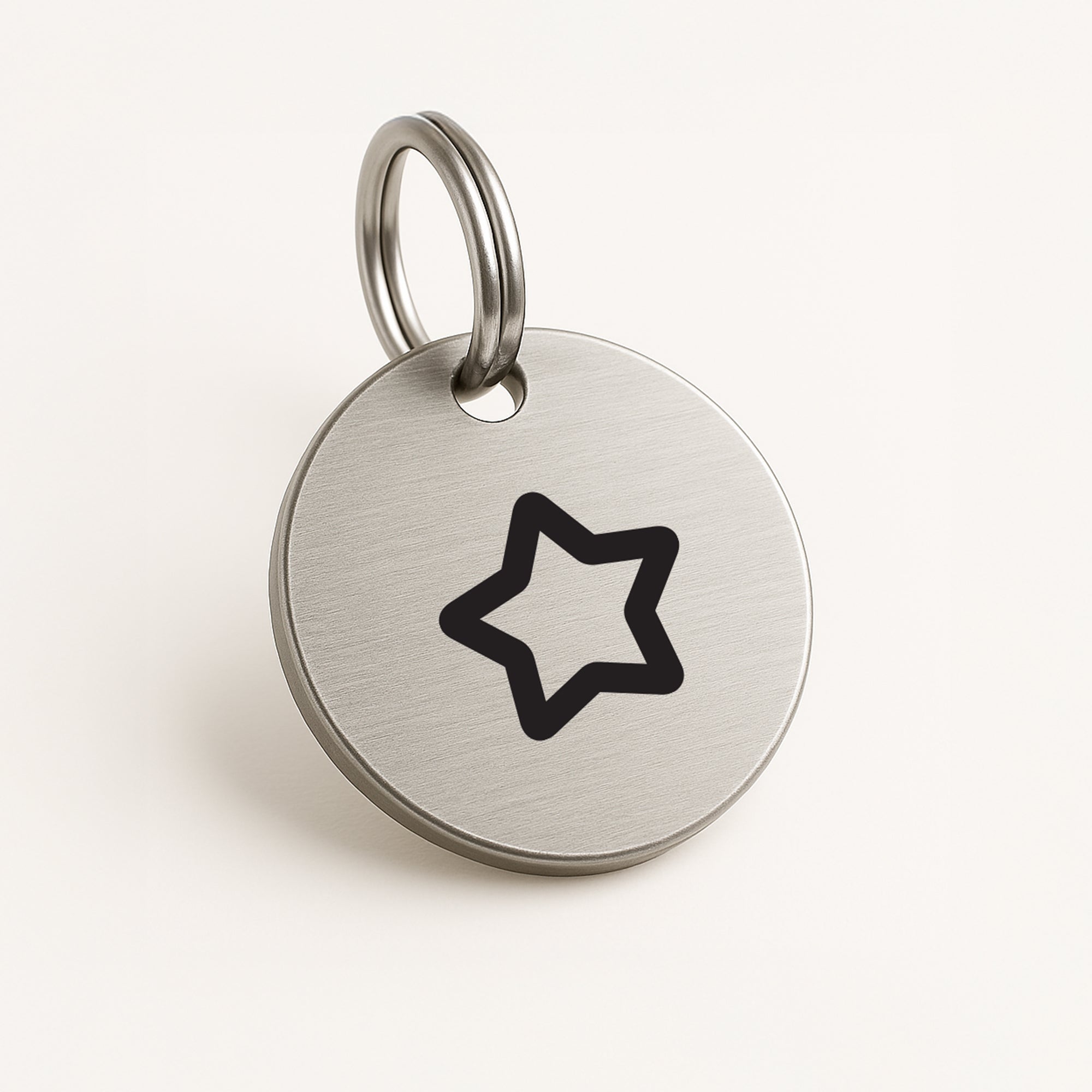 No-Name Silver Stainless Steel Dog Tag with Star Engraving & Custom Contact Info