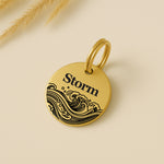 Personalised Brass Pet Tag with Ocean Waves Design The Stately Hound