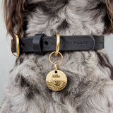 Personalised Brass Pet Tag with Ocean Waves Design The Stately Hound