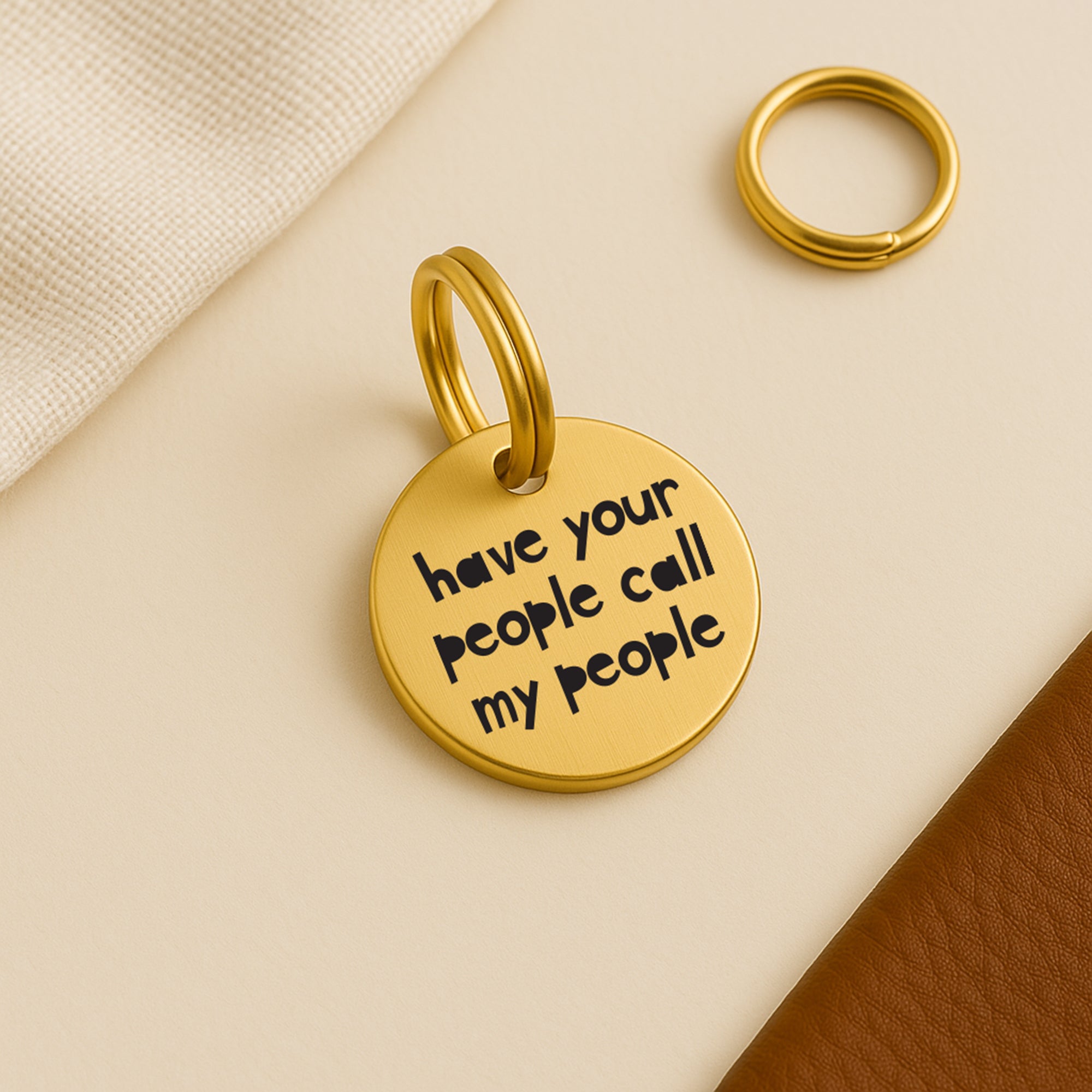 Personalised Pet Tag - 'Have Your People Call My People', in Gold Coloured Brass The Stately Hound
