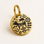 Personalized Gold-Tone Brass Dog ID Tag with Scandi Fox Design and Engraved Contact Details The Stately Hound