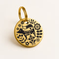 Personalized Gold-Tone Brass Dog ID Tag with Scandi Fox Design and Engraved Contact Details