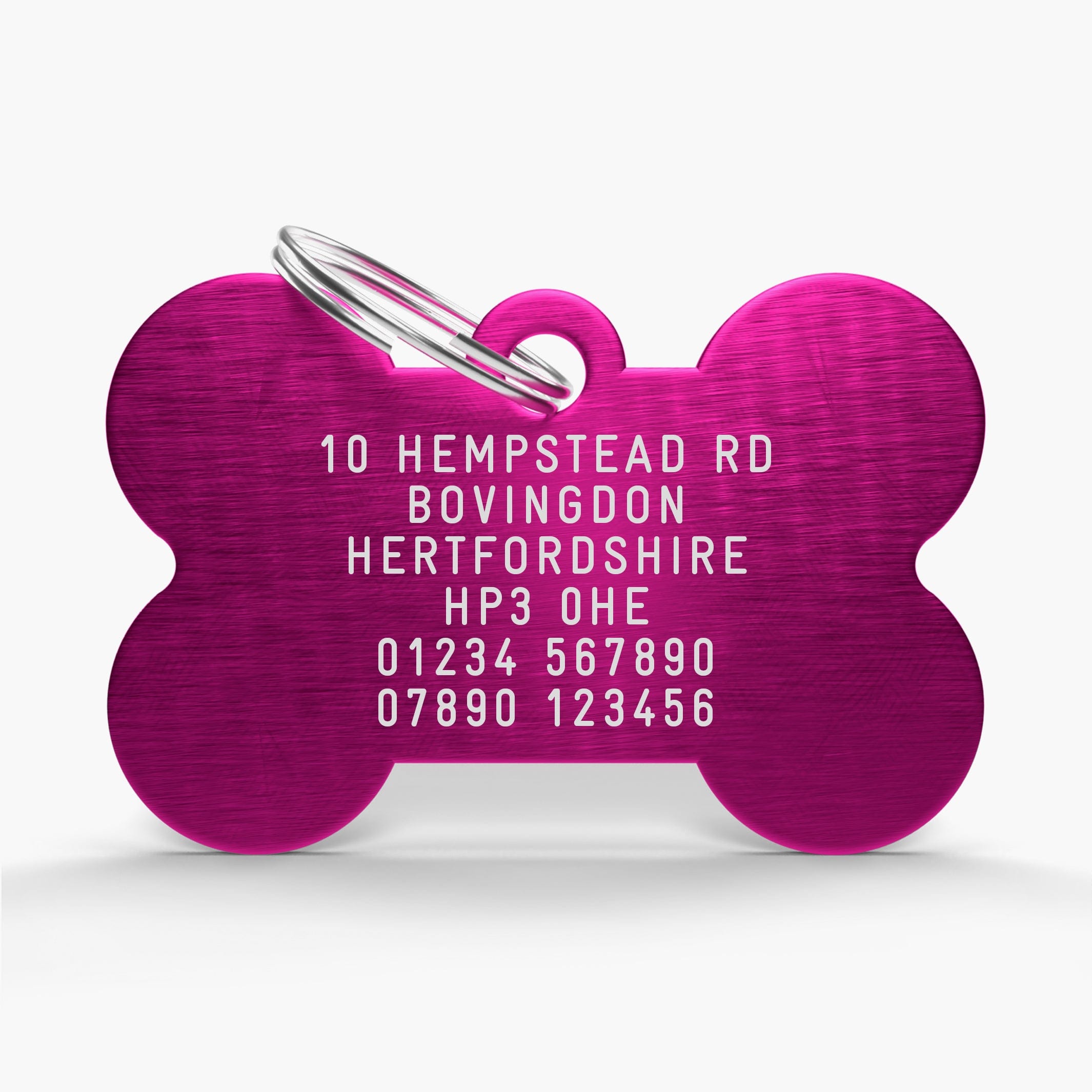 Pink Custom Engraved Pet Name Tag - Aluminium Bone Shaped ID for Pets
