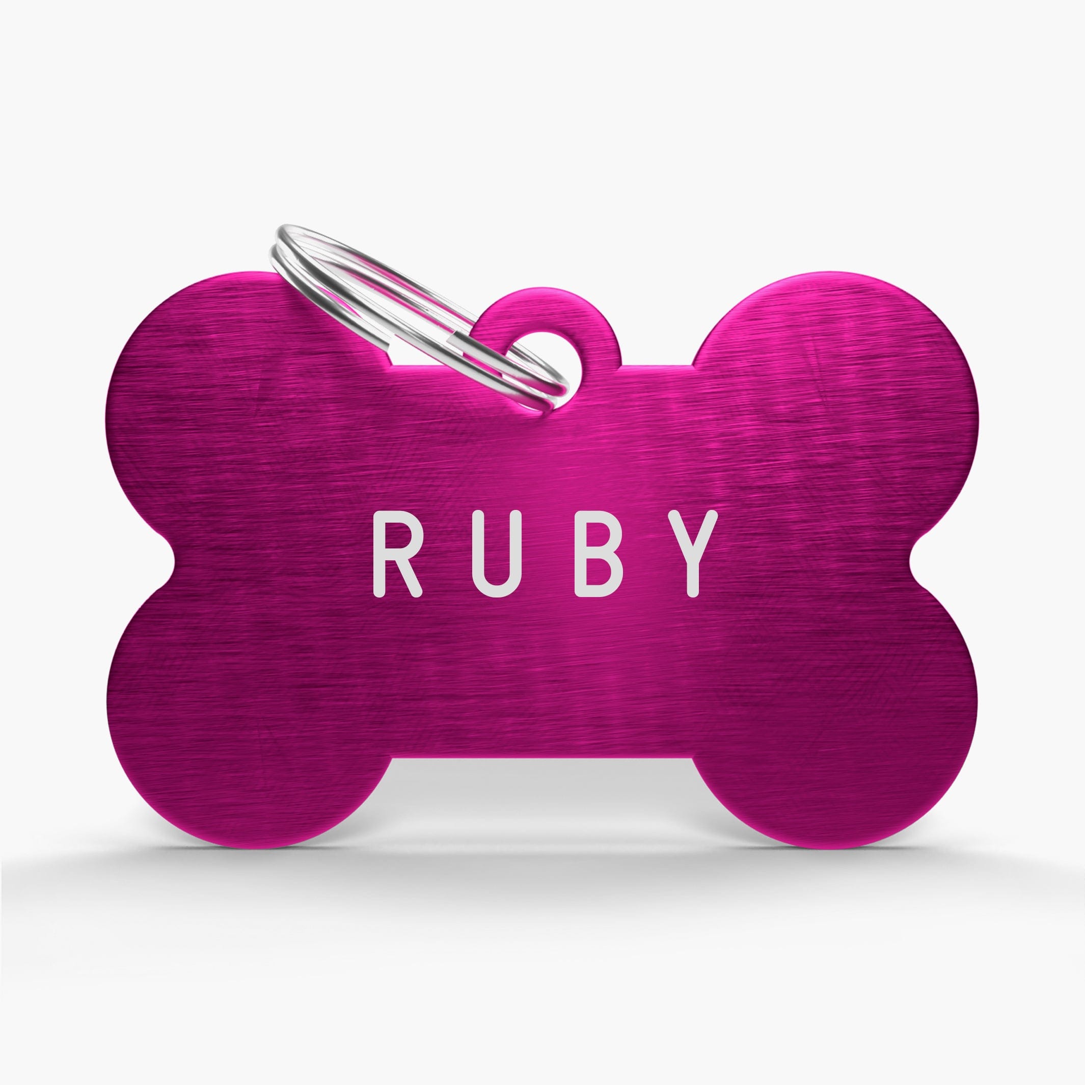 Pink Custom Engraved Pet Name Tag - Aluminium Bone Shaped ID for Pets
