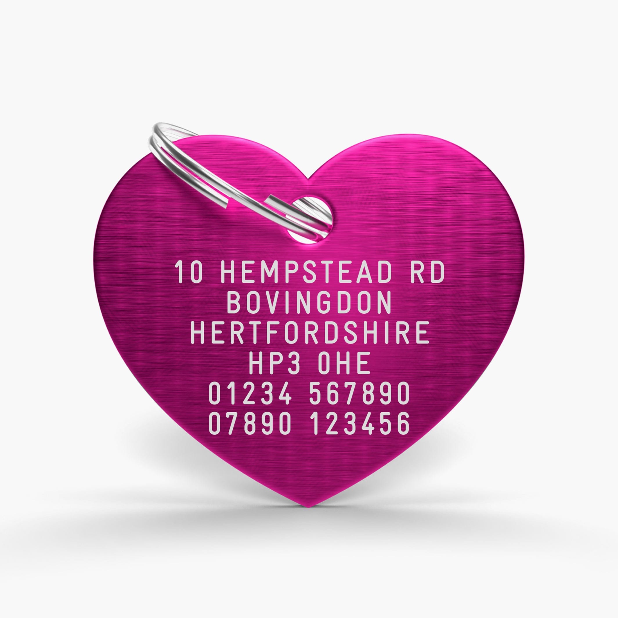 Pink Custom Engraved Pet Name Tag - Aluminium Heart Shaped ID for Pets