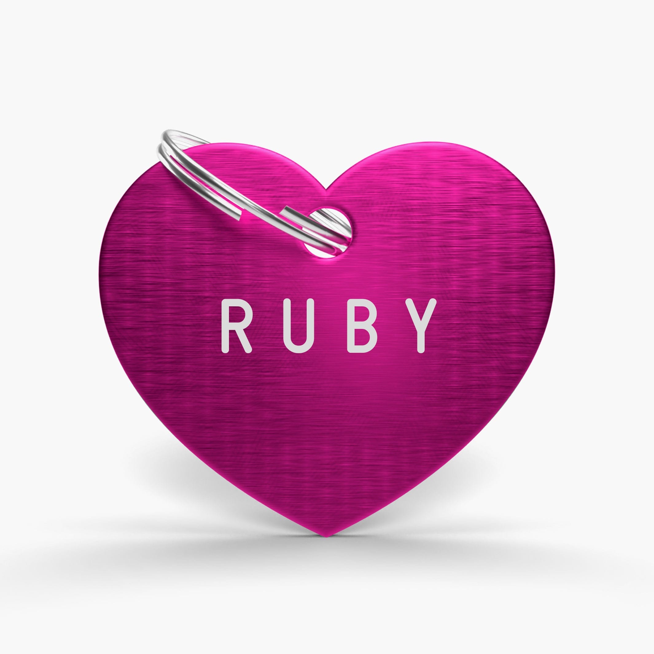 Pink Custom Engraved Pet Name Tag - Aluminium Heart Shaped ID for Pets