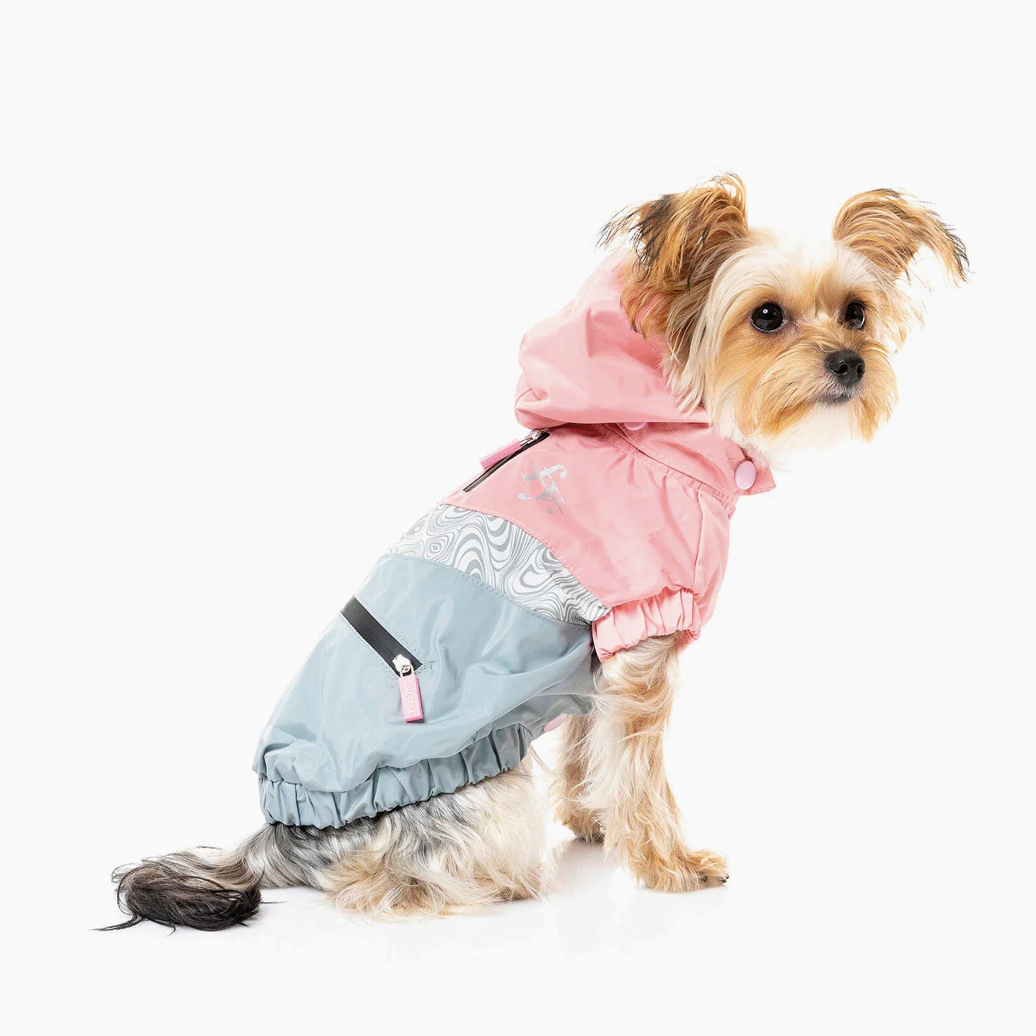 The Seattle Dog Raincoat in Pink and Grey The Stately Hound