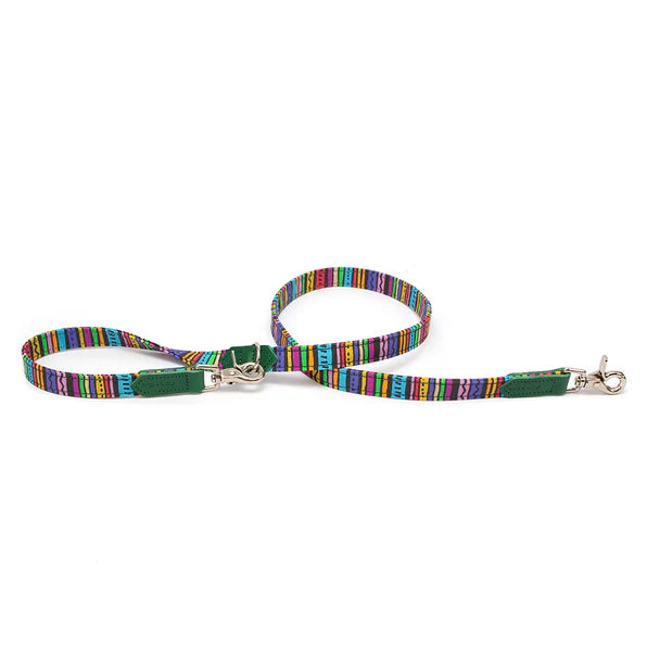 Hiro + Wolf Rainbow Stripe Café Dog Lead, Multi-Clip